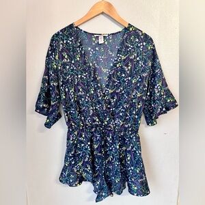 Victoria’s Secret Satin Wild Flowers V Neck Romper Women Size Medium